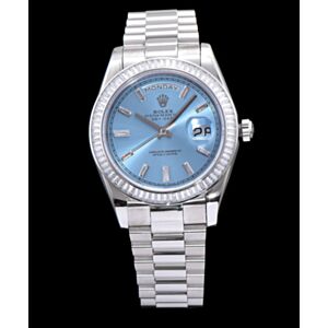 Rolex Men s Stainless Steel Watch With Diamond Blue