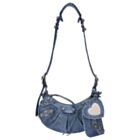Balenciaga Le Cagole Shoulder Bag In Denim With Rhinestone Blue