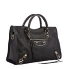 Balenciaga Classic Metallic Edge City leather Tote Bag Black