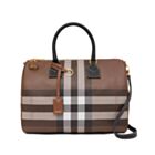 Burberry Check And Leather Medium Bowling Bag
