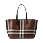 Burberry Checked Tote Bag Dark Coffee