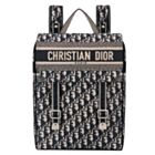 Christian Dior Backpack in blue Dior Oblique embroidered canvas Dark Blue