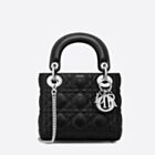 Christian Dior Lady Dior Mini Classic Tote Bag With Lambskin Black