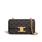 Celine Chain Shoulder Bag Triomphe In Triomphe Canvas Coffee