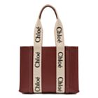 Chloe Woody Medium Leather Tote Coffee