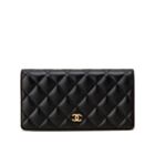Chanel Quilted Bi-fold Wallet in Lambskin Black