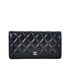 Chanel Quilted Bi-fold Wallet in Lambskin Black