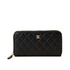 Chanel Matrasse Around Zipper Long Wallet Black