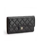 Chanel Lambskin Quilted Large Flap Wallet Black