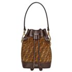 Fendi Mon Tresor Leather Mini-bag With FF Print 8BS010 Dark Coffee