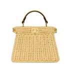 Fendi Sand Leather And Interlaced Fibre Bag 8BN335 Apricot