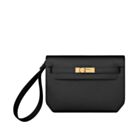 Hermes Kelly Depeches 25 Pouch Black