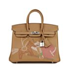 Hermes Birkin 25 In & Out Biscuit Swift Palladium Hardware Coffee