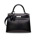 Hermes Kelly Lizard 25 Bag Black