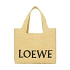 Loewe Small Font Tote In Raffia Apricot