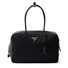 Prada Large Re-Nylon And Leather Top-handle Bag With Padlock 1BB131 Black