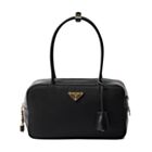 Prada Re-Nylon And Leather Medium Top-handle Bag With Padlock 1BB132 Black