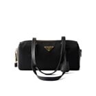 Prada Re-Nylon And Leather Medium Top-handle Bag With Padlock 1BB127 Black