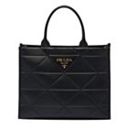Prada Large Leather Prada Symbole Bag With Topstitching 1BA377 Black