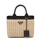 Prada Wicker And Canvas Tote 1BG835 Black