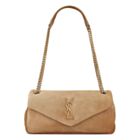 Saint Laurent Calypso Small Suede Shoulder Bag Fawn