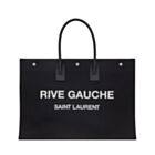 Saint Laurent Rive Gauche Tote Bag In Linen And Leather 499290 Black