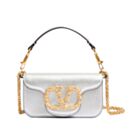 Valentino Garavani Loco Small Shoulder Bag In Laminated Calfskin With Jewel Logo 