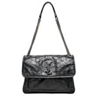 Saint Laurent Niki Medium Shiny Waxy Quilted Shoulder Bag 498894 Black