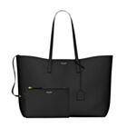 Saint Laurent Calfskin Monogram Shopping Tote Black