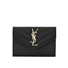 Saint Laurent Monogram Small Envelope Wallet In Grain De Poudre Embossed Leather Black