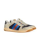 Gucci Unisex Mini GG Leather Screener Sneaker Dark Blue