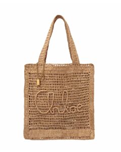 Chloe Summer Banana Tote Bag In Raffia