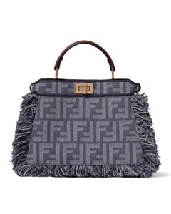Fendi Peekaboo ISeeU Extra Small Denim Jacquard Bag 8BN335 Blue