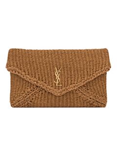 Saint Laurent Cassandre Large Envelope Pouch In Rope Apricot