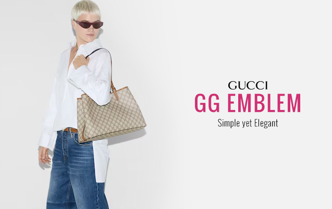 Gucci GG Emblem Large Tote Bag 815213 Coffee