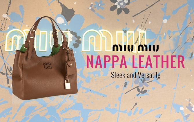Miu Miu Leather Handbags 5BA304 Coffee